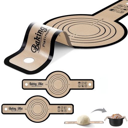 Silicone Bread Sling for Dutch Oven,2Pcs Non-Stick Silicone Baking Mat Sling Heat Resistant Black Dutch Oven Liner with Long Handle Reusable Silicone Baking Sheets for Transfer Dough Baking