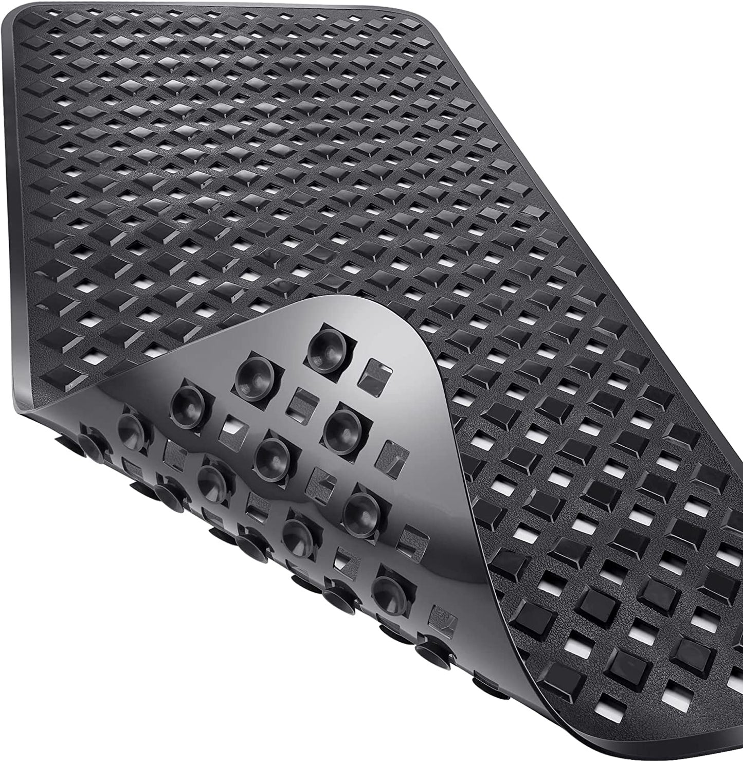 Bath Tub Mat Bath Mat for Tub Shower Mat Dinosam Bathtub Mat Non Slip 16 x 35 Extra Long Rubber Bath Mat, Suction Cups, Drain Holes, Machine Washable Bathroom Mat, Black