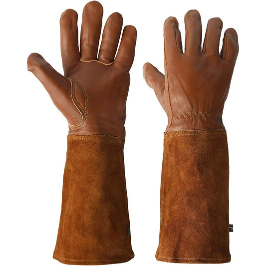 Women Garden Gloves Outdoor Garden Gloves for Women Large Long Forearm Gardening Gloves Rose Gardening Gloves for Gardening, Trimming, Yard, Brown
