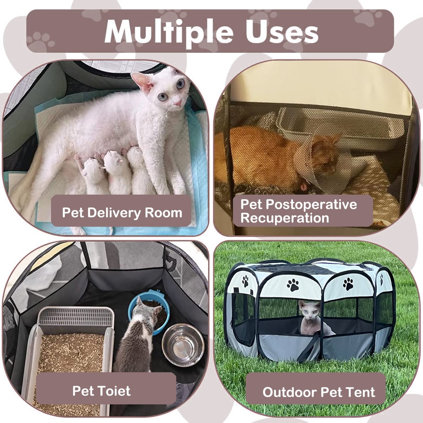 Extra Large Pet Playpen Cat Playpen Dog Playpen Puppy Playpen Indooor Cat Cage Dog Fence, Dinosam 45" Diameter 23" Height Cat Tent Playpen for Indoor Cats Pen for Cat Puppy Rabbit