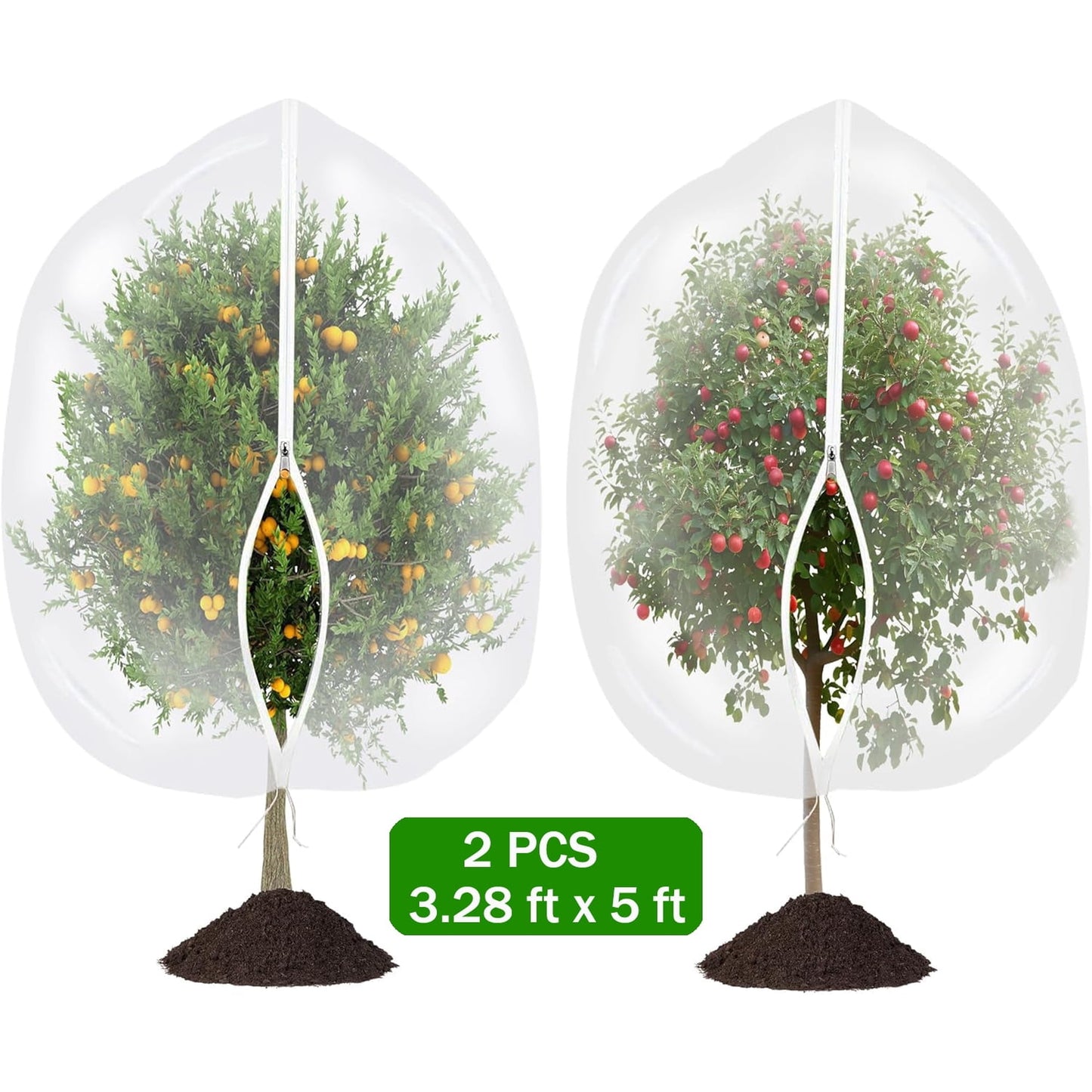 2 PCS Fruits Tree Netting with Zipper and Drawstring, 3.28 x 5 ft Large Bird Netting,Bird Barrier Mesh,Garden Netting Plant Cove Transparent Bird Plant Barrier Flower Fruits Mesh Screen