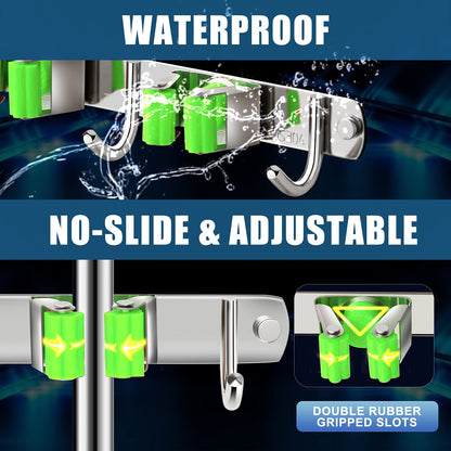 Mop and Broom Holder Wall Mounted/Broom and Mop Organizer Wall Hanger/Mop Broom Hanger Wall Mount/ Mop Broom Organizer Wall Mount/Tool Organizer Wall Mount/Garage Tool Organizer(3 Racks 4 Hooks)