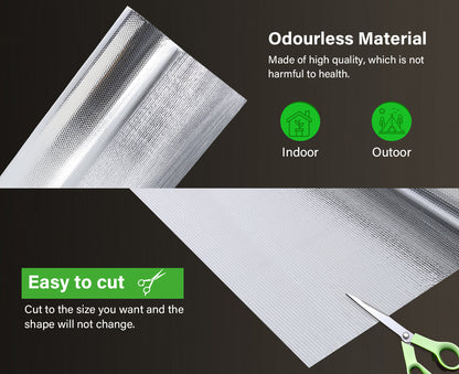 Double Reflective Insulation Roll 23.7 in X 16.4 FT RV Window Insulation for Summer Bubble Reflective Foil Insulation Aluminum Foil Thermal Insulation Foam for Windows, Roof, RV, Car