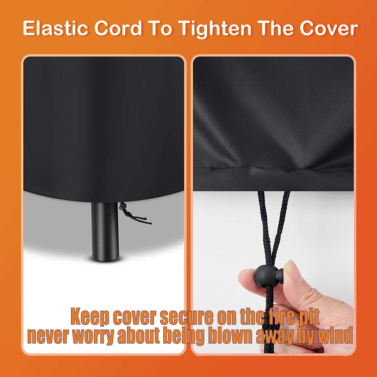 Waterproof Fire Pit Cover Round, Fits 30/32/34/36 inch Firepit or Fire Bowl, 36" x 20" Fits for Most Fireplace Cover Polyester Cover with PVC Coating