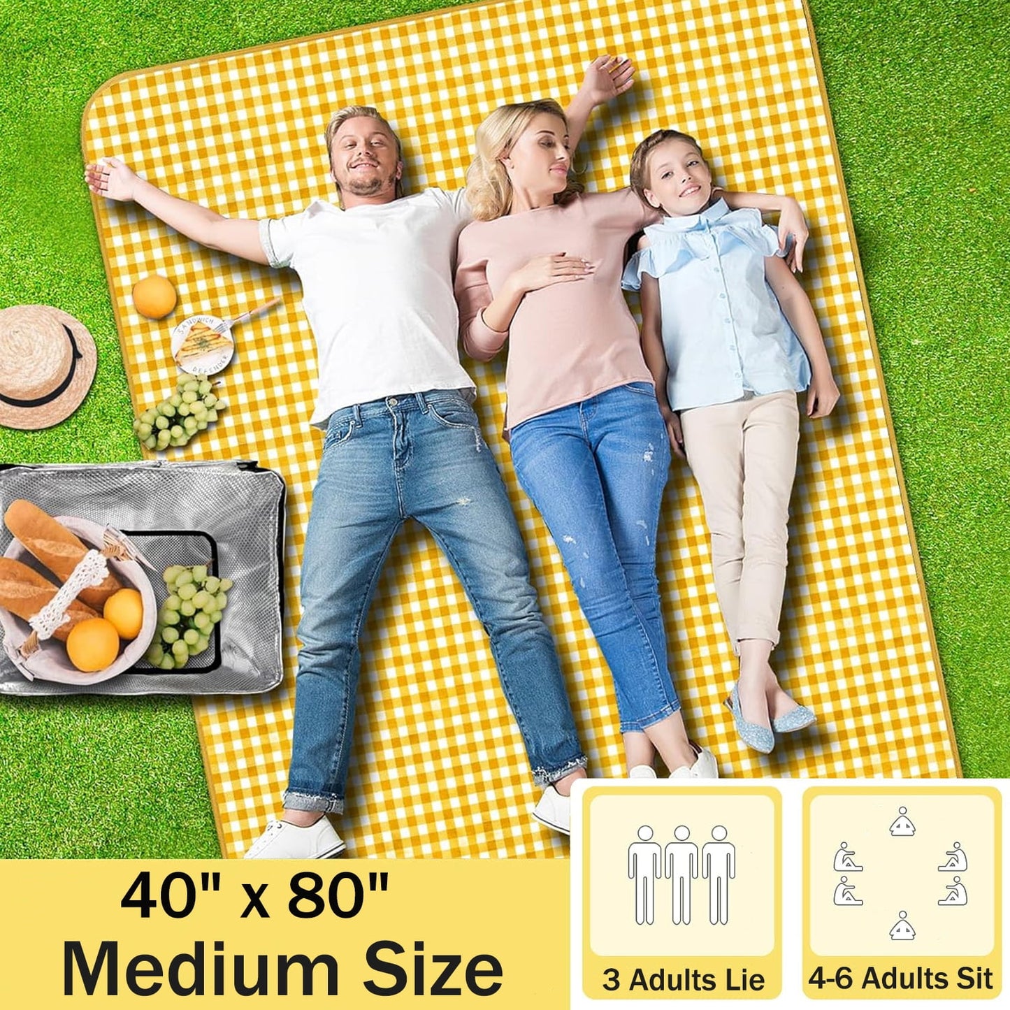 Picnic Blankets,Teencool Thick Waterproof Blanket Sandproof Beach Blanket,Outdoor Blanket for Travel Camping Mat 40"x80