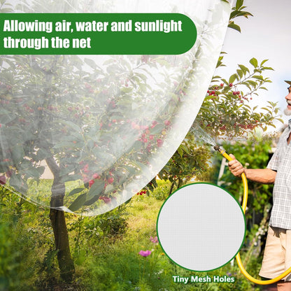 2 PCS Bird Netting, 3.28 x 5 ft Large Fruits Tree Netting,Garden Netting Plant Cover with Drawstring Transparent Bird Plant Barrier Flower Fruits Mesh Screen for Preventing Deer Squirrel