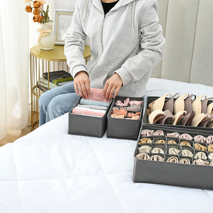 4 Pack Underwear Drawer Organizer for Clothes,Dinosam Closet Organizers and Storage Foldable Clothes Organizers Underwear Organizer Drawer Divider for Clothing, Shoes, Underwear, Bra, Socks and Ties