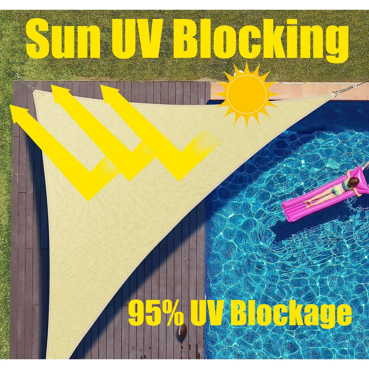 Sun Shade Sail 12' x 12' x 12' Sand Triangle Canopy UV Block Awning for Outdoor Patio Backyard Garden