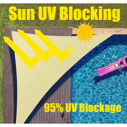 Sun Shade Sail 12' x 12' x 12' Sand Triangle Canopy UV Block Awning for Outdoor Patio Backyard Garden
