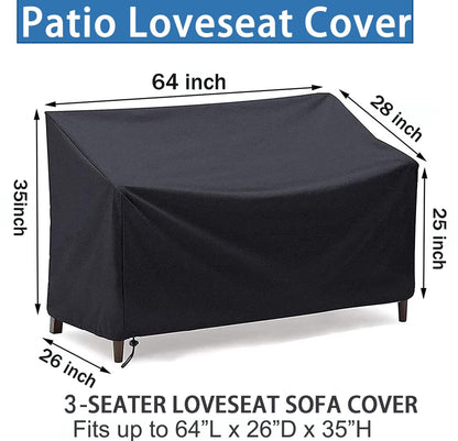 Patio Furniture Covers, 3-Seater Patio Loveseat Cover,Dinosam Outdoor Furniture Cover Waterproof Outdoor Chair Covers Patio Covers for Outdoor Furniture, Black