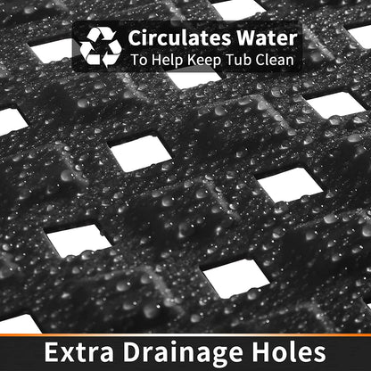 Bath Tub Mat Bath Mat for Tub Shower Mat Dinosam Bathtub Mat Non Slip 16 x 35 Extra Long Rubber Bath Mat, Suction Cups, Drain Holes, Machine Washable Bathroom Mat, Black