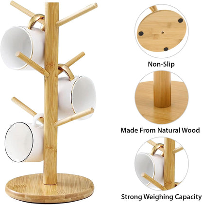 14 Inch Coffee Mug Tree Mug Holder Tree Coffee Mug Rack Cup Holder for Counter with 6 Hooks Removable Mug Stands