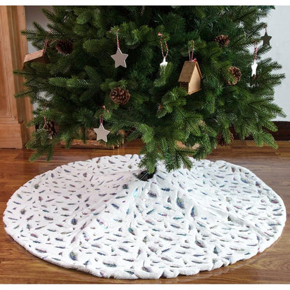 Tree Skirt, Larger 48'' Feather Xmas Tree Skirt, Holidays Decorations Indoor, White