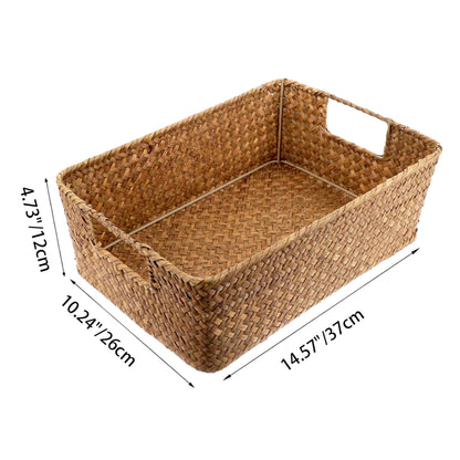 Wicker Basket Storage Organizer,Domaci Woven Basket with Handles,Rectangle Rattan Basket Wicker Baskets for Storage