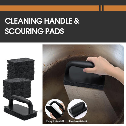 7pcs Griddle Cleaning Kit for Blackstone Cleaning Kit, Flat Top Grill Cleaner, Grill Cleaner Kit with Griddle Scraper,Cleaning Handle and Griddle Brush,Black