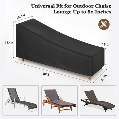 Chaise Lounge Cover 420D Patio Outdoor Furniture Covers Waterproof Outdoor Chair Covers 83W x 30D x 31.5H inch Black