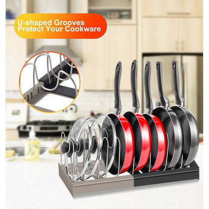 Expandable Pot and Pan Organizer for Cabinet,Pot Lid Organizer Holder with 7 Adjustable Compartments,Pan Organizer Rack for Cabinet,Pot Organizer Rack for Under Cabinet