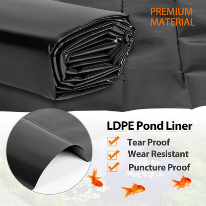 Pond Liner,6.6 x 10ft Pond Liners for Outdoor Ponds,Teencool 10 Mil HDPE Fish Pond Liners Skins