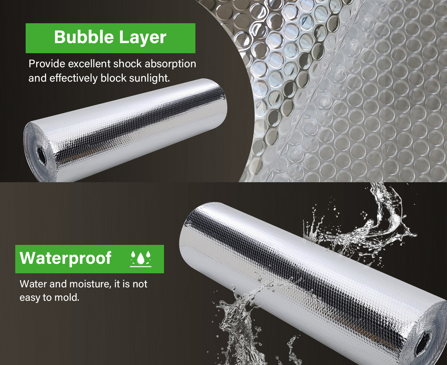 Double Reflective Insulation Roll 23.7 in X 16.4 FT RV Window Insulation for Summer Bubble Reflective Foil Insulation Aluminum Foil Thermal Insulation Foam for Windows, Roof, RV, Car
