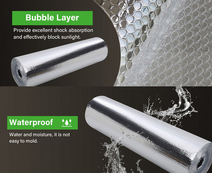 Double Reflective Insulation Roll 23.7 in X 16.4 FT RV Window Insulation for Summer Bubble Reflective Foil Insulation Aluminum Foil Thermal Insulation Foam for Windows, Roof, RV, Car