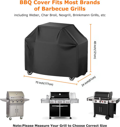 Grill Cover for Outdoor Grill, 68 inch BBQ Grill Cover Barbecue Cover, Heavy Duty Waterproof BBQ Cover Rip-Proof, Durable and Convenient, Windproof Dustproof Anti-UV Gas Grill Cover (68“x 24”x46“ )