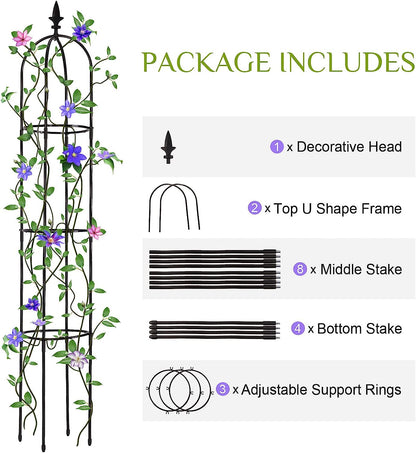 Garden Trellis for Climbing Plants Outdoor,51.2 in Plant Trellis for Potted Plant Support, Garden Tower Trellis for Potted Plants Flowers Vegetable Vine