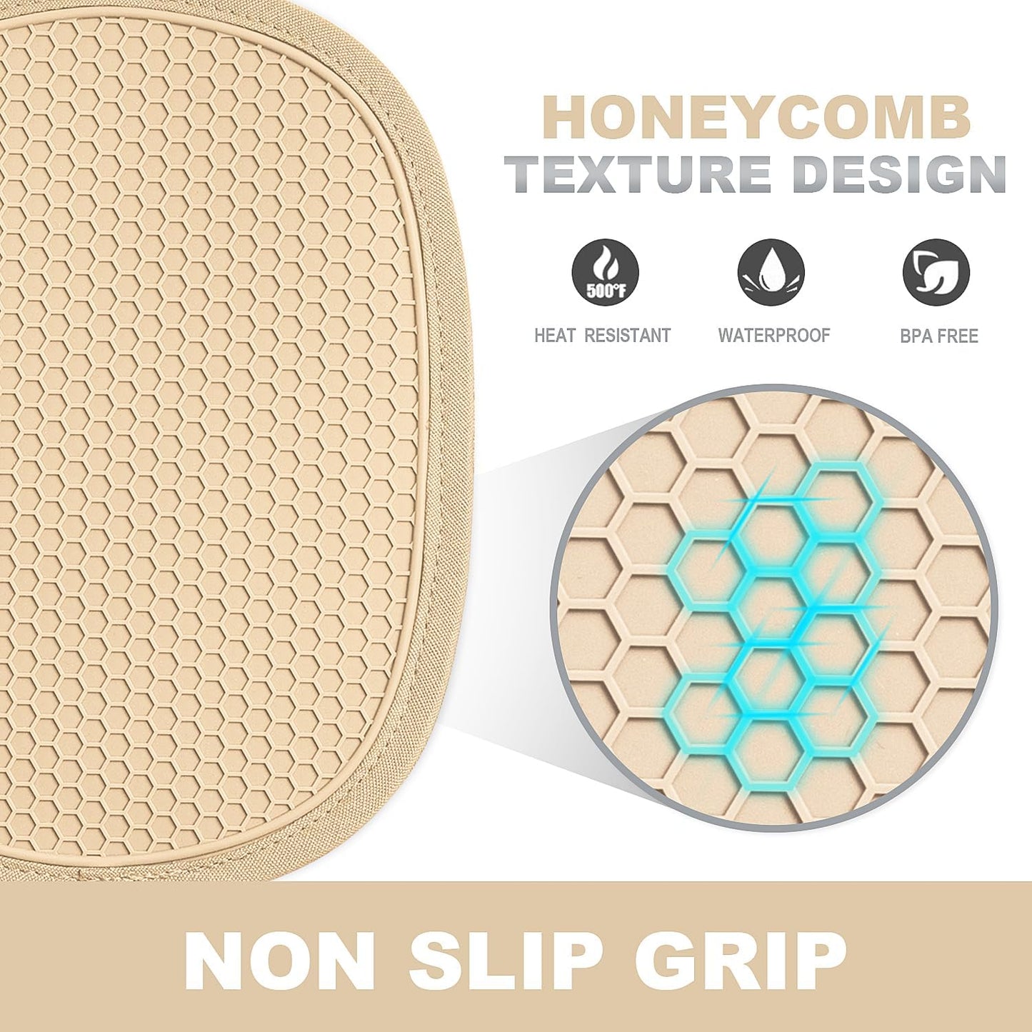 Silicone Pot Holders Sets: Heat Resistant Oven Hot Pads with Pockets Non Slip Grip Large Potholders for Kitchen Baking Cooking | Quilted Liner | 9.8 x 7.6 Inches (2, Milkshake)