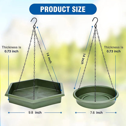 Hanging Bird Bath Hanging Bird Feeder, Bird Feeder, 2 in 1 Hanging Bird Feeder & Bird Bath for Outside, Hanging Bird Baths for Outdoors, Hanging Bird Feeder Tray (Green)