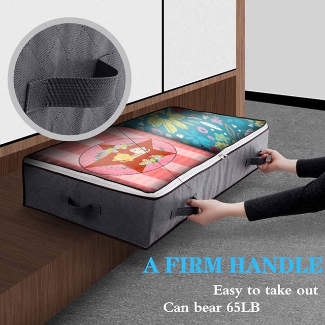 Under Bed Storage,Foldable Underbed Storage Containers,Thick Fabric Under the Bed Storage with Transparent Window and Reinforced Handle for Clothes,Under Bed Shoe Storage