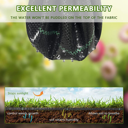 Weed Barrier Landscape Fabric Heavy Duty, Weed Block Gardening Ground Cover Mat, Weed Control Garden Cloth, Woven Geotextile Fabric for Underlayment, Commercial Driveway Fabric, 3.3ft H x 32.8ft L