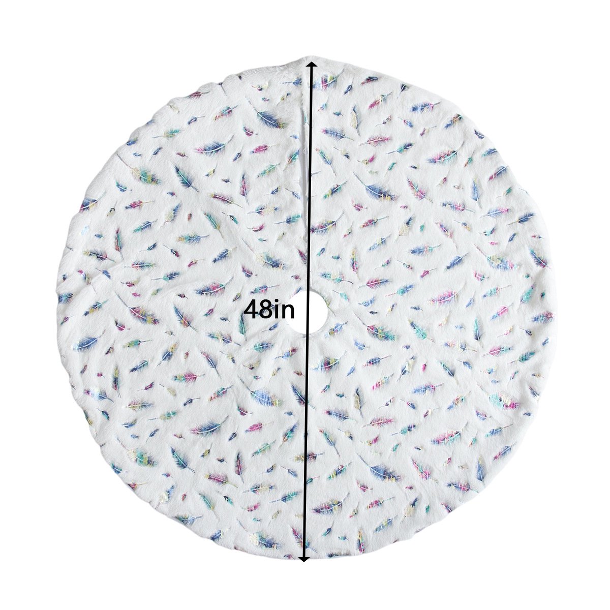 Tree Skirt, Larger 48'' Feather Xmas Tree Skirt, Holidays Decorations Indoor, White