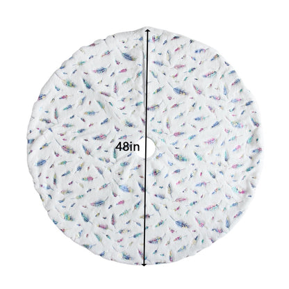 Tree Skirt, Larger 48'' Feather Xmas Tree Skirt, Holidays Decorations Indoor, White