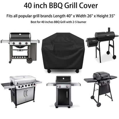 BBQ Grill Cover, 48 inch Grill Covers Heavy Duty Waterproof BBQ Cover with Storage Bag for Grills up to 48 inch Width, Rip-Proof, Durable and Convenient, 48“x 24”x 40", Black