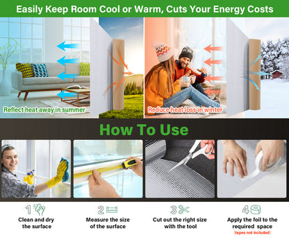 Double Reflective Insulation Roll 23.7 in X 16.4 FT RV Window Insulation for Summer Bubble Reflective Foil Insulation Aluminum Foil Thermal Insulation Foam for Windows, Roof, RV, Car