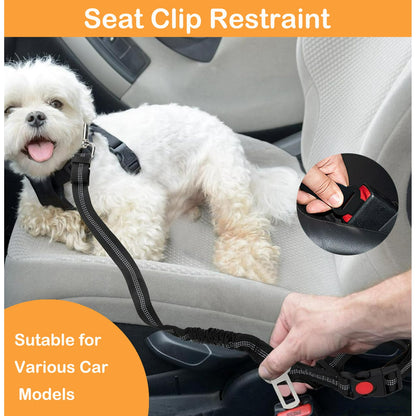 2 Pcs Dog Seat Belt for Car, Upgrade 3-in-1 Dog Car Seat Belt with Adjustable Metal Buckle, Dog Car Harness, Dog Seatbelt for Car with Elastic Bungee for Small Medium Large Dogs Pet
