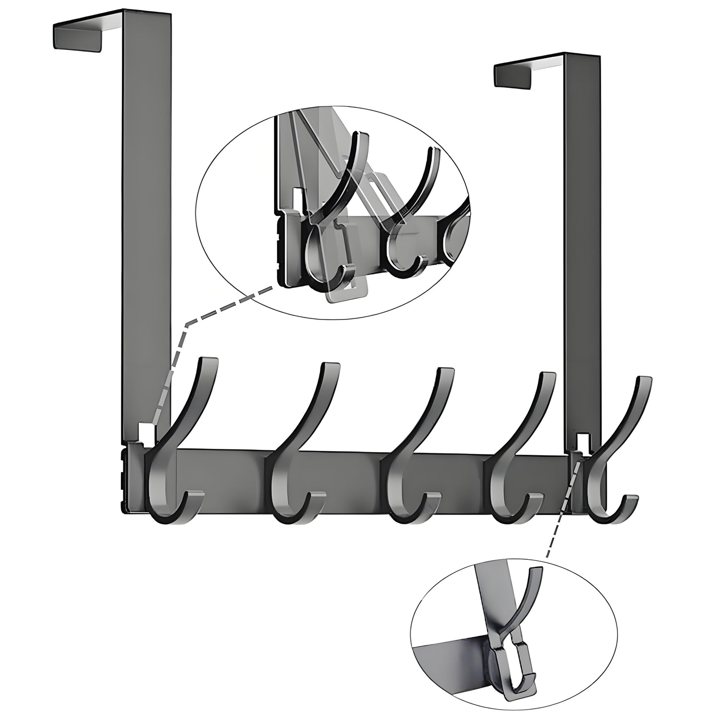 Over The Door Hooks, Door Hanger Hooks for Hanging, Over The Door Towel Racks, Over The Door Hanger, Coat Rack with 10 Coat Hooks, Wreath Door Hanger Over The Door Organizer, Gray