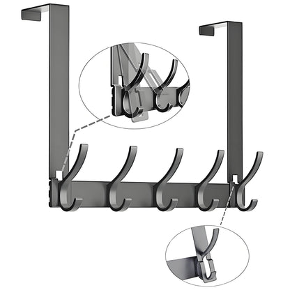 Over The Door Hooks, Door Hanger Hooks for Hanging, Over The Door Towel Racks, Over The Door Hanger, Coat Rack with 10 Coat Hooks, Wreath Door Hanger Over The Door Organizer, Gray