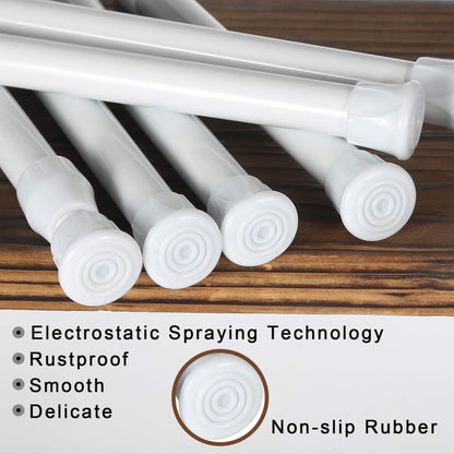 6 Pcs Spring Tension Curtain Rod, 28"-48" Adjustable Curtain Rods No Drilling Tension Rods for Windows 28 to 48 inch Bathroom Wardrobe Closet, White
