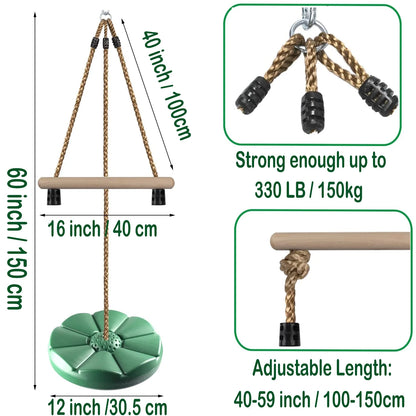 Tree Swing for Kids Swing,Climbing Rope Swing Seat with Swing board and Kids Hanging Bar,Disc Rope Swing Outdoor Garden Swing Set Accessory Children's 3 Years+