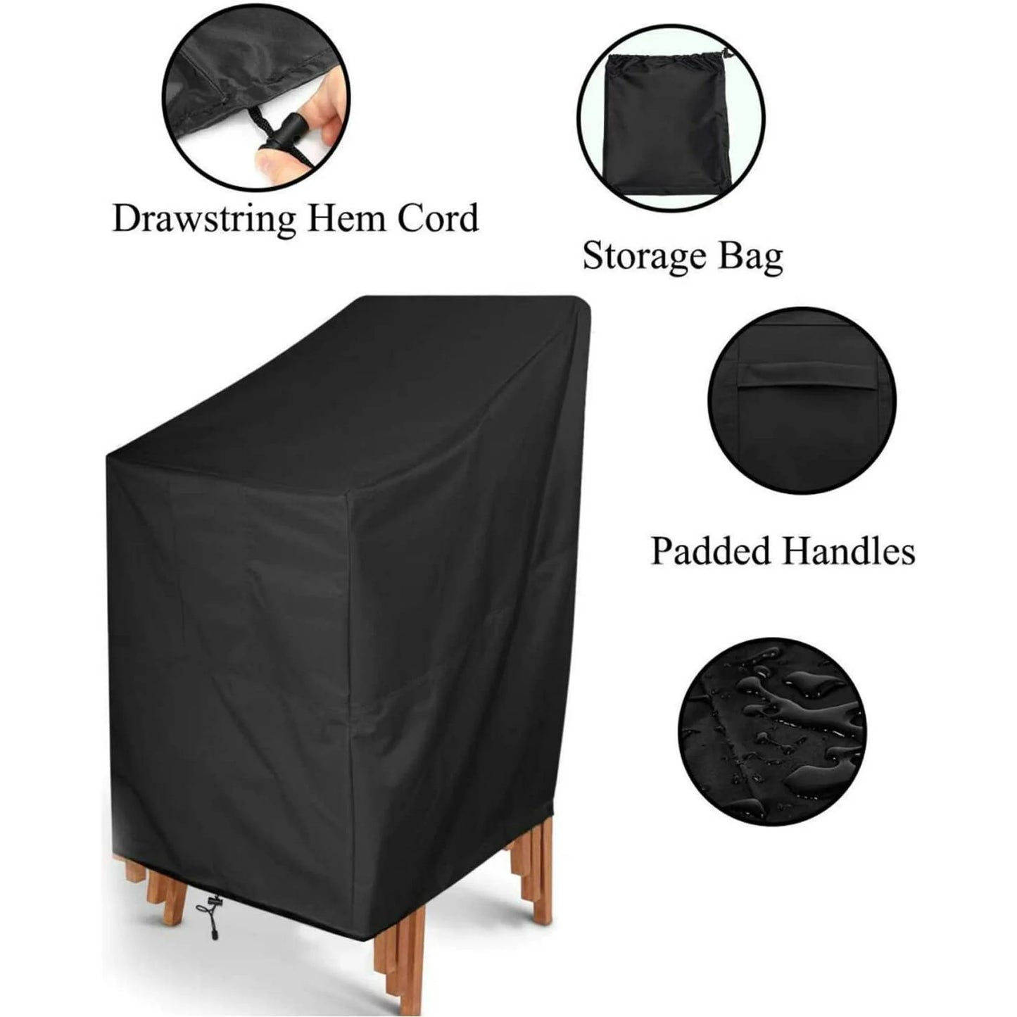 Patio Chair Covers,Outdoor Chair Cover,Waterproof Patio Furniture Covers for Outdoor Furniture Covers,Lounge Deep Outdoor Seat Cover,UV Protected, 25" L x 25" W x 47"H,Black