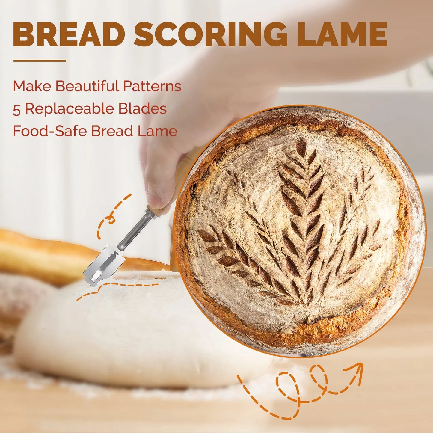 Bread Banneton Proofing Basket Set of 2, Domaci 9 Inch Round & 10 Oval Cane Sourdough Baskets with Lame,Dough Scraper Linen Liner Basting Brush for Making Baking Fermentation ﻿