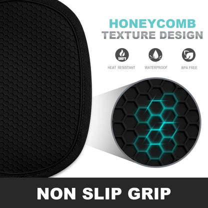 Pot Holders Sets of 2, Silicone Hot Pads for Kitchen,Heat Resistant Oven Mitts Pads with Pockets Non Slip Grip, Large Potholders,Trivets for Cooking, Baking,Black