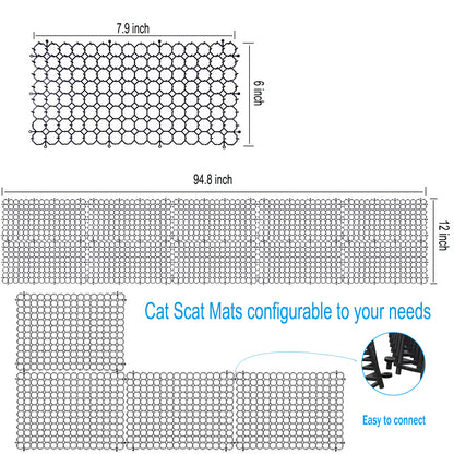 Cat Scat Mat 7.9 X 6 Inches (Set of 12) - Keep Cats Out of Yard Permanently - Scat Mat for Cats- Spike Mat with 8 U-shaped Nail