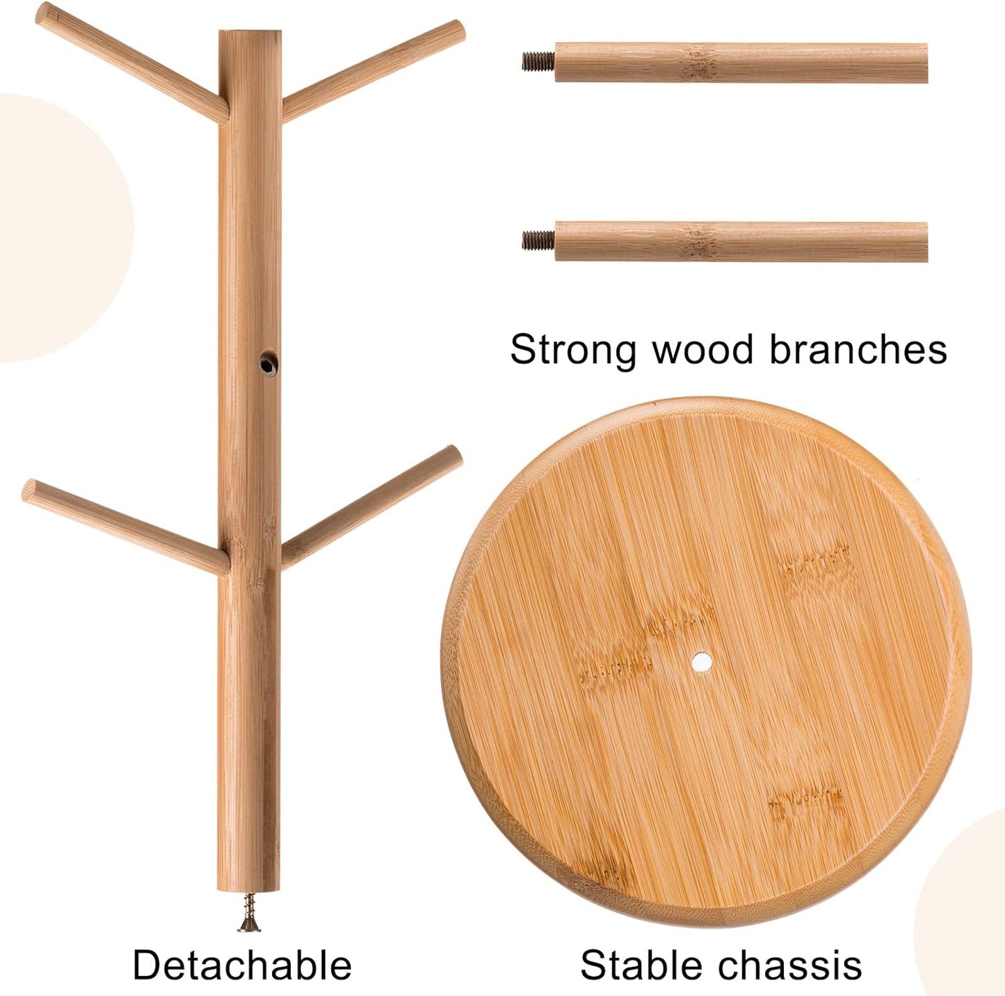 14 Inch Coffee Mug Tree Mug Holder Tree Coffee Mug Rack Cup Holder for Counter with 6 Hooks Removable Mug Stands