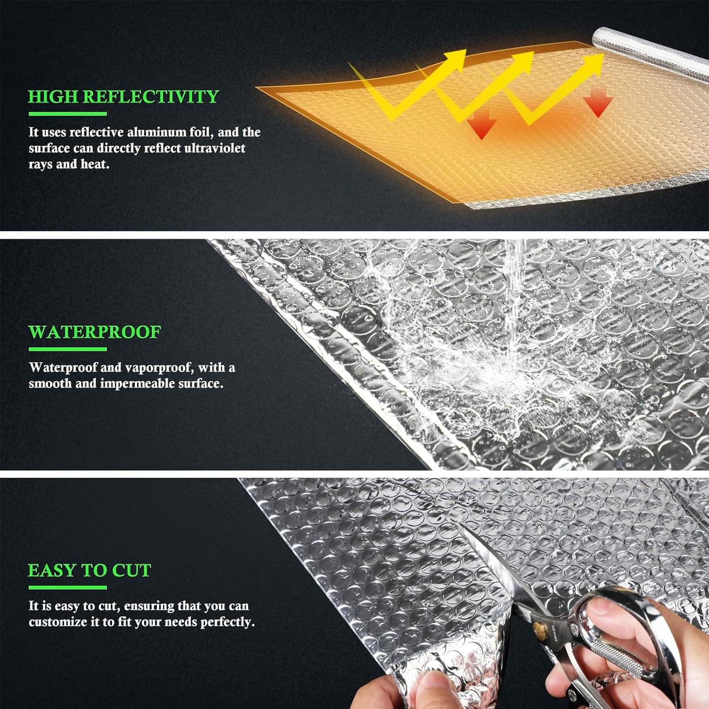 Double Reflective Insulation Roll 23.7 in X 16.4 FT RV Window Insulation for Summer Bubble Reflective Foil Insulation Aluminum Foil Thermal Insulation Foam for Windows, Roof, RV, Car