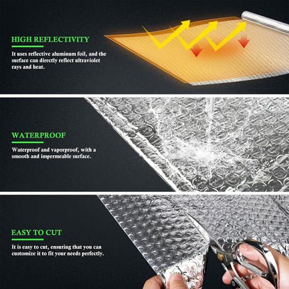Double Reflective Insulation Roll 23.7 in X 16.4 FT RV Window Insulation for Summer Bubble Reflective Foil Insulation Aluminum Foil Thermal Insulation Foam for Windows, Roof, RV, Car