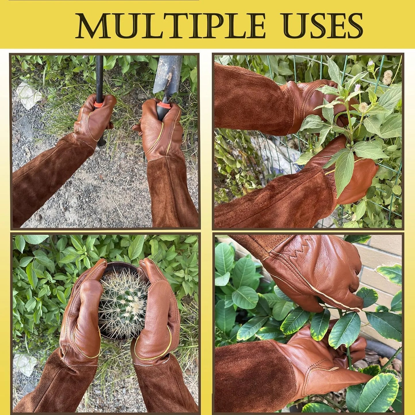 Women Garden Gloves Outdoor Garden Gloves for Women Large Long Forearm Gardening Gloves Rose Gardening Gloves for Gardening, Trimming, Yard, Brown