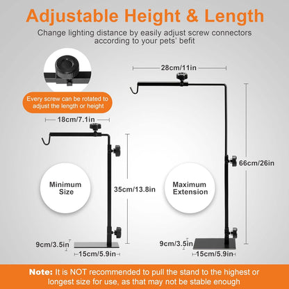 Reptile Domes Stand, Adjustable 17-37 Inch Heat Lamp Stand Fixture for Terrarium , Metal Basking Lamp Holder, Suitable for All Reptile Domes Lamp, L Size
