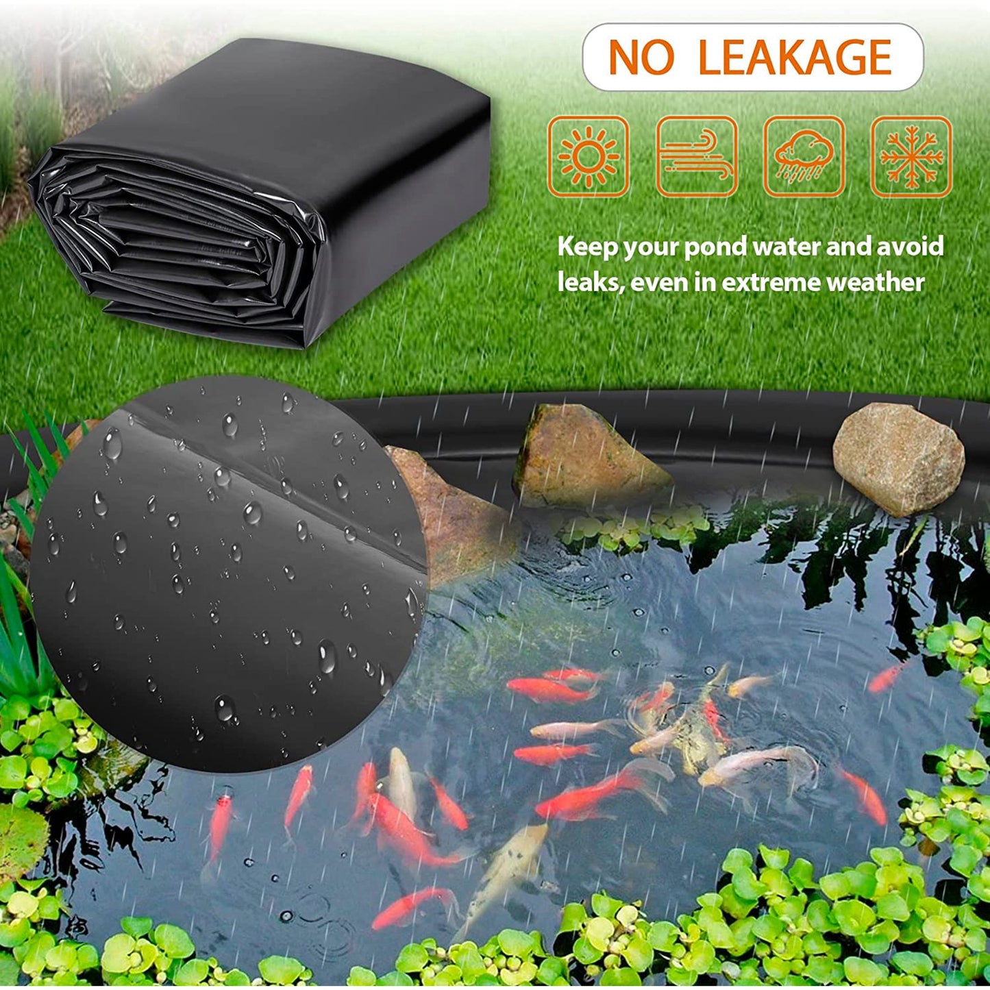 Pond Liner,6.6 x 10ft Pond Liners for Outdoor Ponds,Teencool 10 Mil HDPE Fish Pond Liners Skins