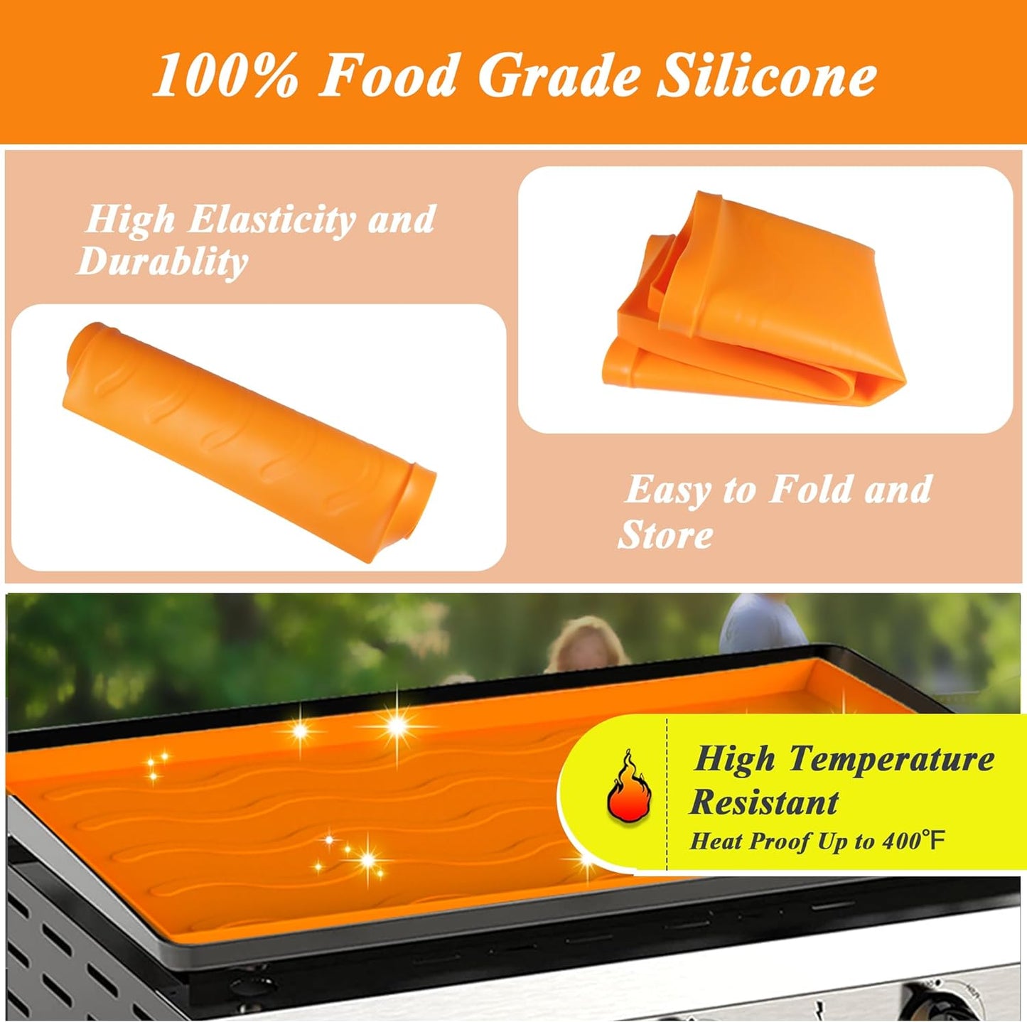 36" Silicone Griddle Mat forBlackstone Silicone Mat,Heavy Duty Food-Grade Grilling Accessories Mat Griddle Accessory Grill Mats for Outdoor Grill Accessories Reusable & Durable